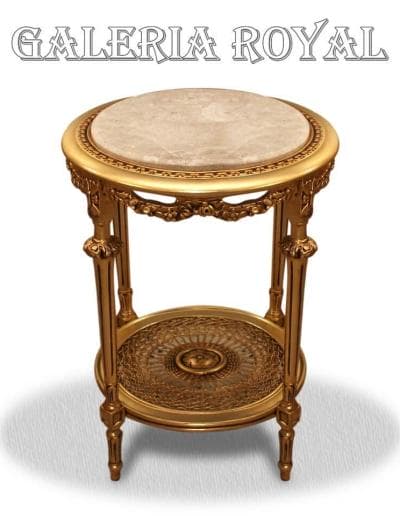 Ein Tisch aus Gold und Marmor mit der Aufschrift „Galeria Royal“.
